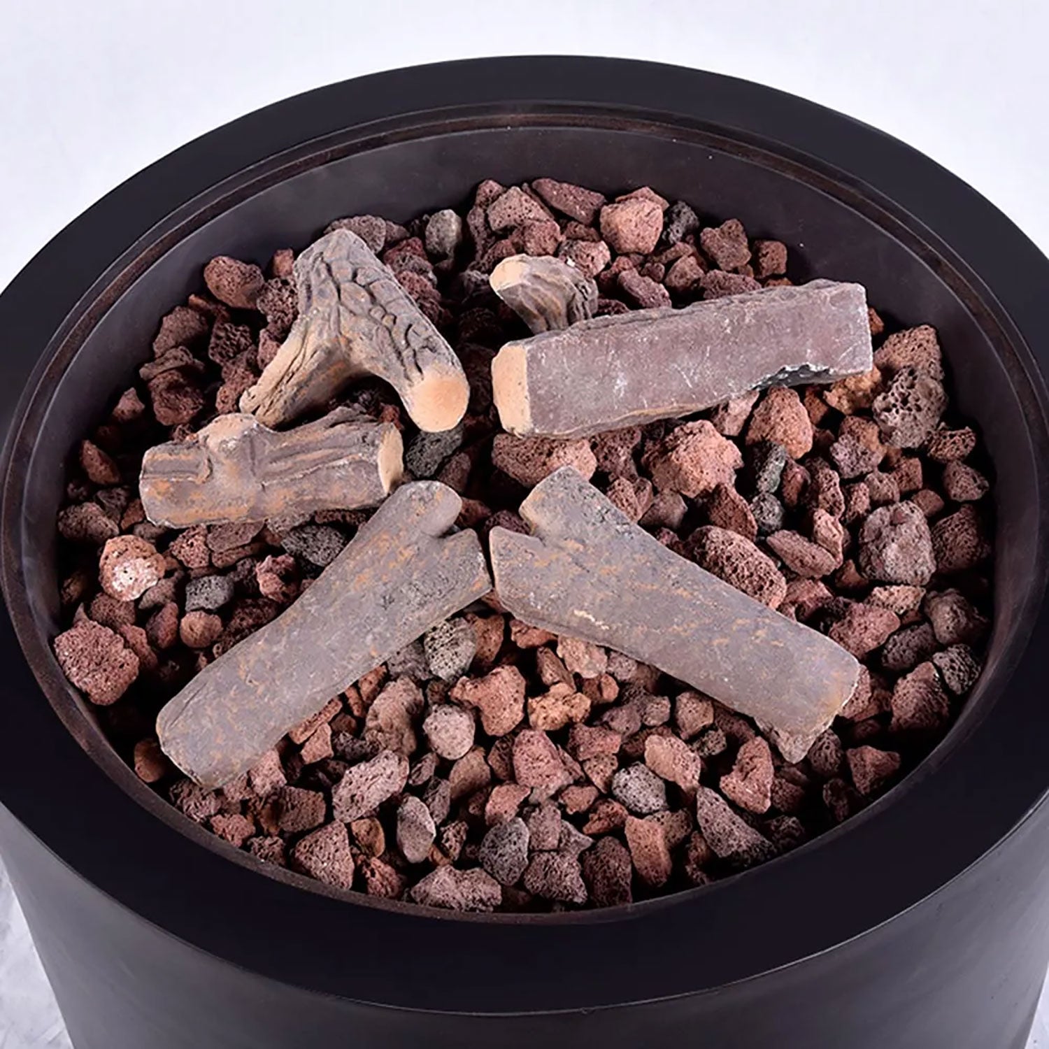 Set 9 Tronchetti Decorativi per Stufe e Camini in Ceramica Effetto Legno