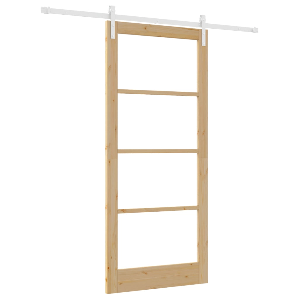 Porta Scorrevole con Set di Ferramenta "ORKDAL" Legno Massello e Vetro