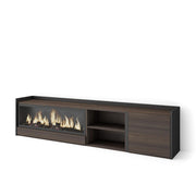 Mobile TV Soggiorno, 212x50x35 cm, Per TV fino a 80", Camino elettrico XXL, Rovere scuro e Nero