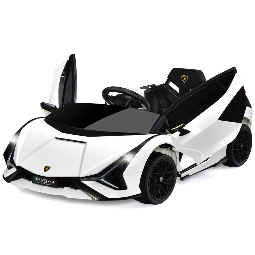 Macchina cavalcabile per bambini con telecomando e luci LED, Veicolo elettrico a batteria 12 V Bianco-Macchinine giocattoli
