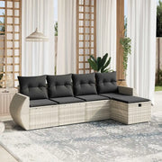 Set Divano da Giardino 5pz con Cuscini Grigio Chiaro Polyrattan 3264088