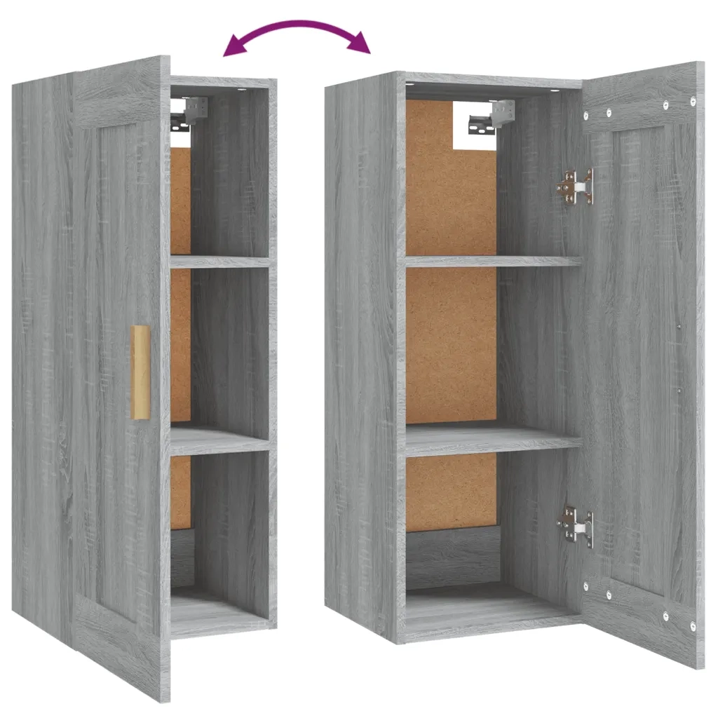 Armadietto a Muro | Mobile a Parete Grigio Sonoma 35x34x90cm in Legno Multistrato