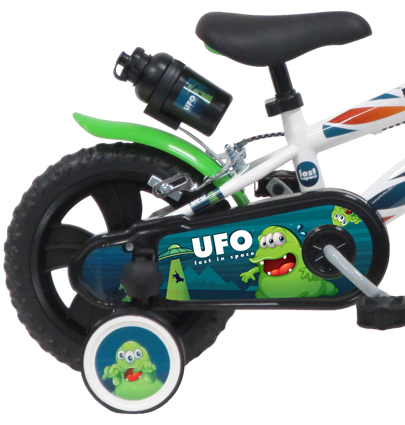 Bicicletta per Bambino 12" 2 Freni Gomme in EVA Ufo Bianca/Verde