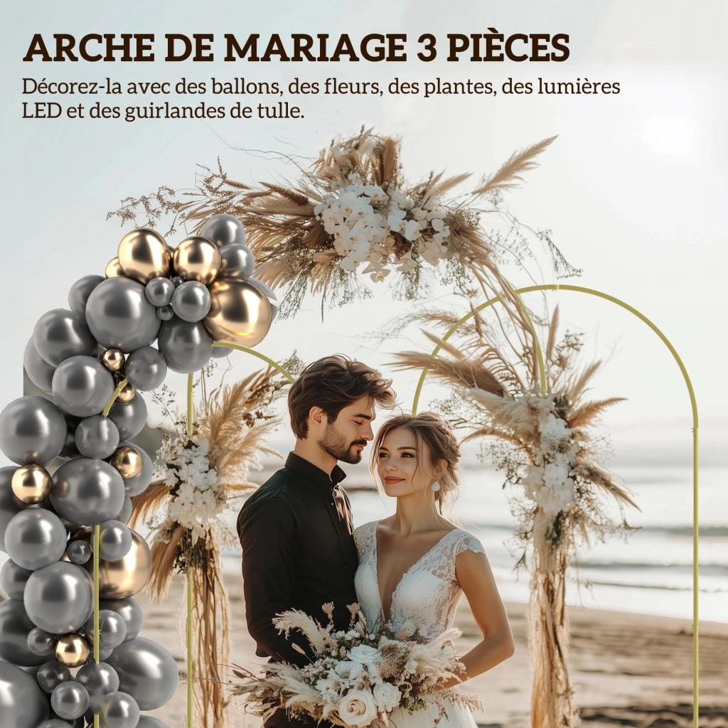 Arco per Matrimonio in Metallo Dorato ¨C Zephmum ¨C 2.2m, 2m, 1.8m