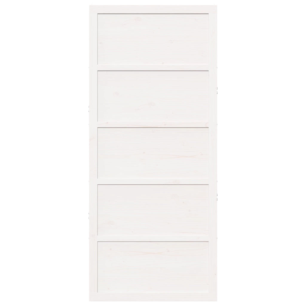 Porta a Fienile Bianca 90x208 cm in Legno Massello di Pino