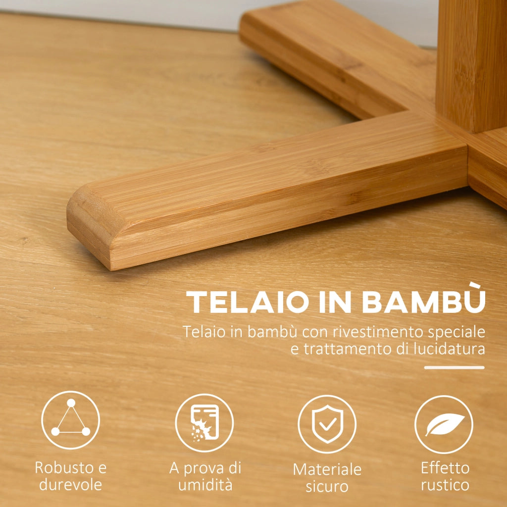 EasyComfort Appendi Abiti da Terra in Legno di bambù con 8 Ganci e Base a X, 49.5x 49.5x 178cm, Naturale