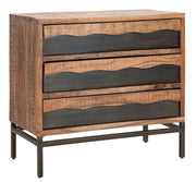 Comò Yellowstone 88x45x80 cm in Legno di Acacia e in Ferro Marrone e Nero