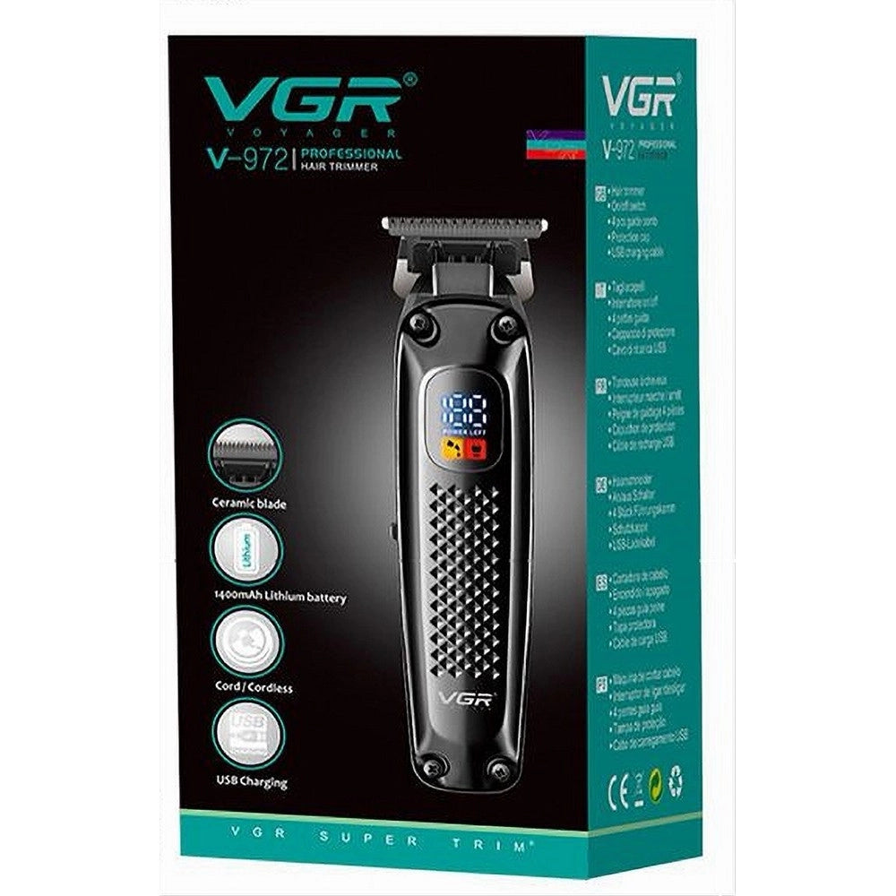 Trade Shop - Tagliacapelli Regolabarba Per Uomo Cavo/senza Fili Ricaricabile Display Led V-972 -