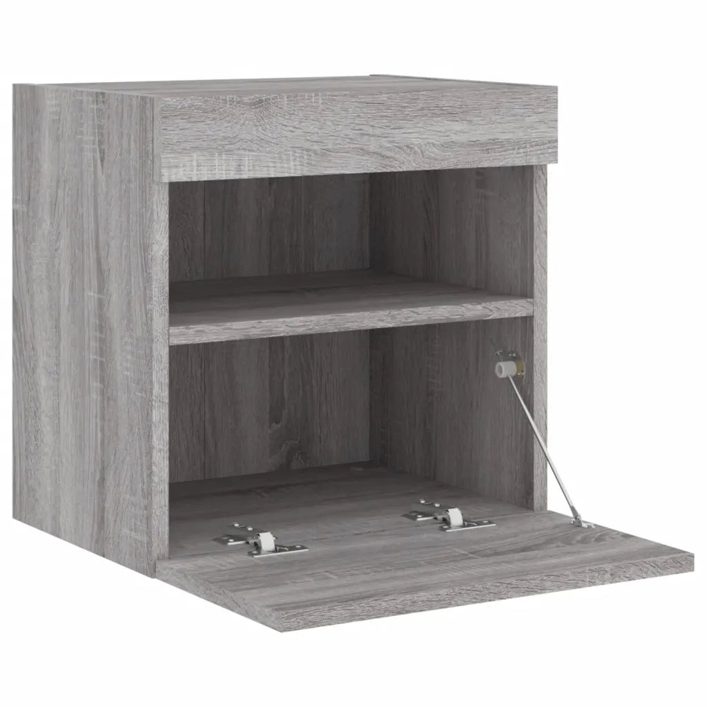 Mobile TV a Parete con Luci LED Grigio Sonoma 40x30x40 cm 837179