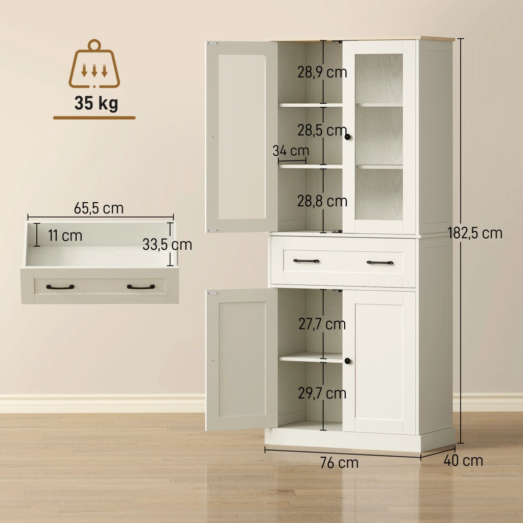 Armadio da cucina con ripiani regolabili e cassetto ¨C zephmum ¨C bianco 80x40x180