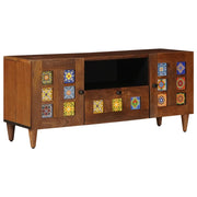 Mobile porta TV rettangolare moderno con pratico contenitore per soggiorno 105 x 33 x 46 cm in legno di mango e finitura noce 02_0057799