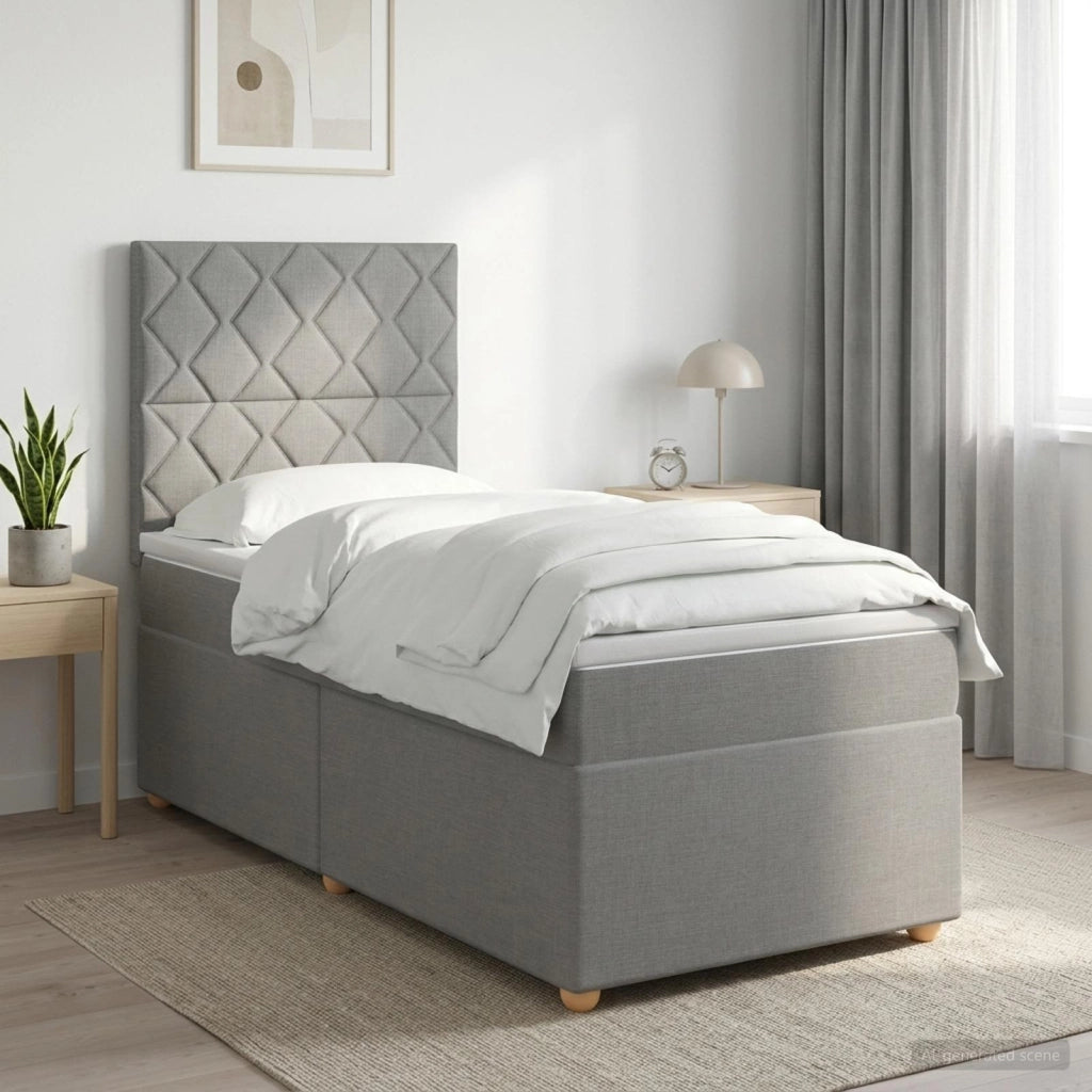 Letto box spring con materasso Grigio Chiaro 90 x 200 cm 3453802