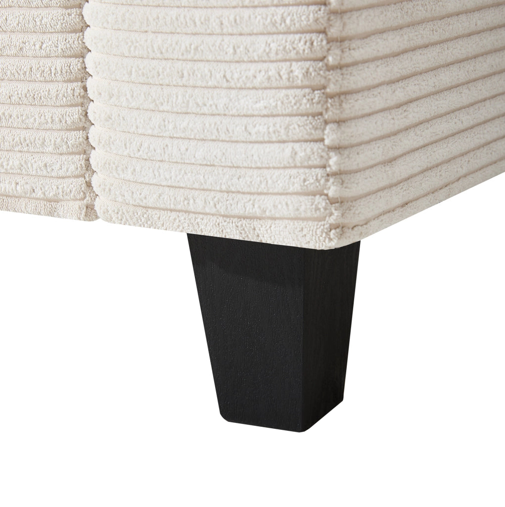 Divano angolare modulare a 4 posti in velluto a coste beige con contenitore e ricarica integrata