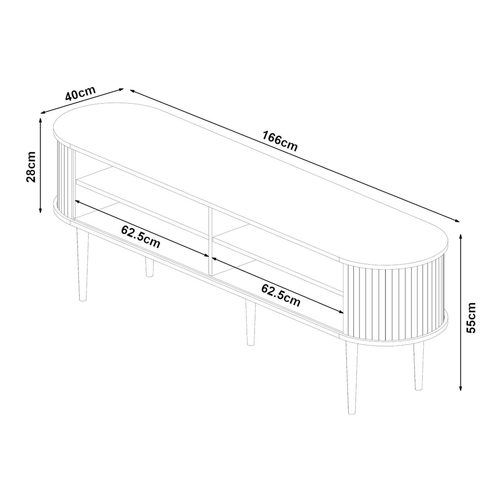 Mobile Porta TV Mapia con Ante Scorrevoli 166 x 40 x 55 cm - Effetto Noce [en.casa]