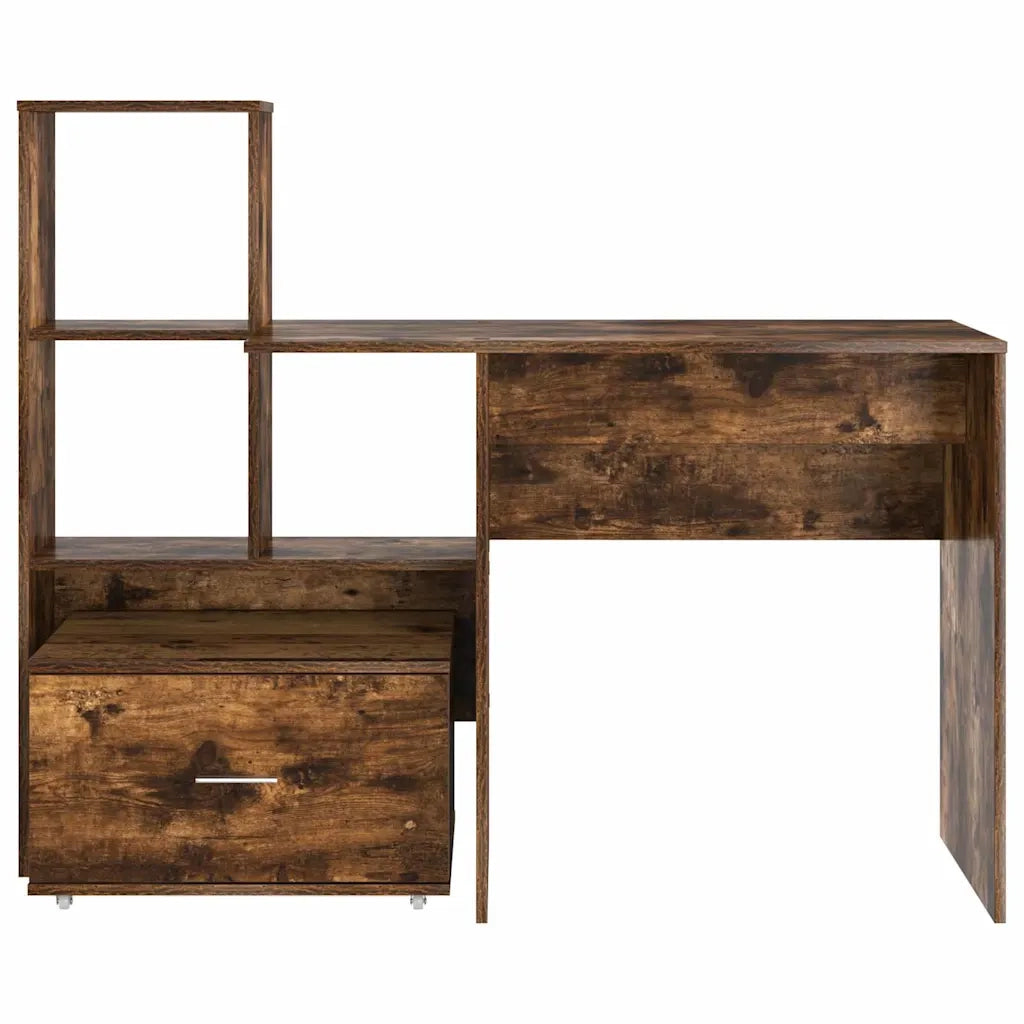 vidaXL Scrivania Rovere fumo 131.5 x 50 x 106.5 cm Legno multistrato