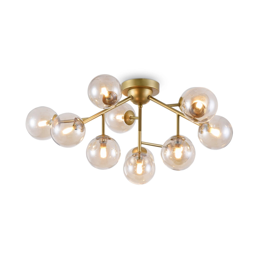 Maytoni Plafoniera contemporanea Dallas 12 luci G9 oro metallo diffusore vetro ambra