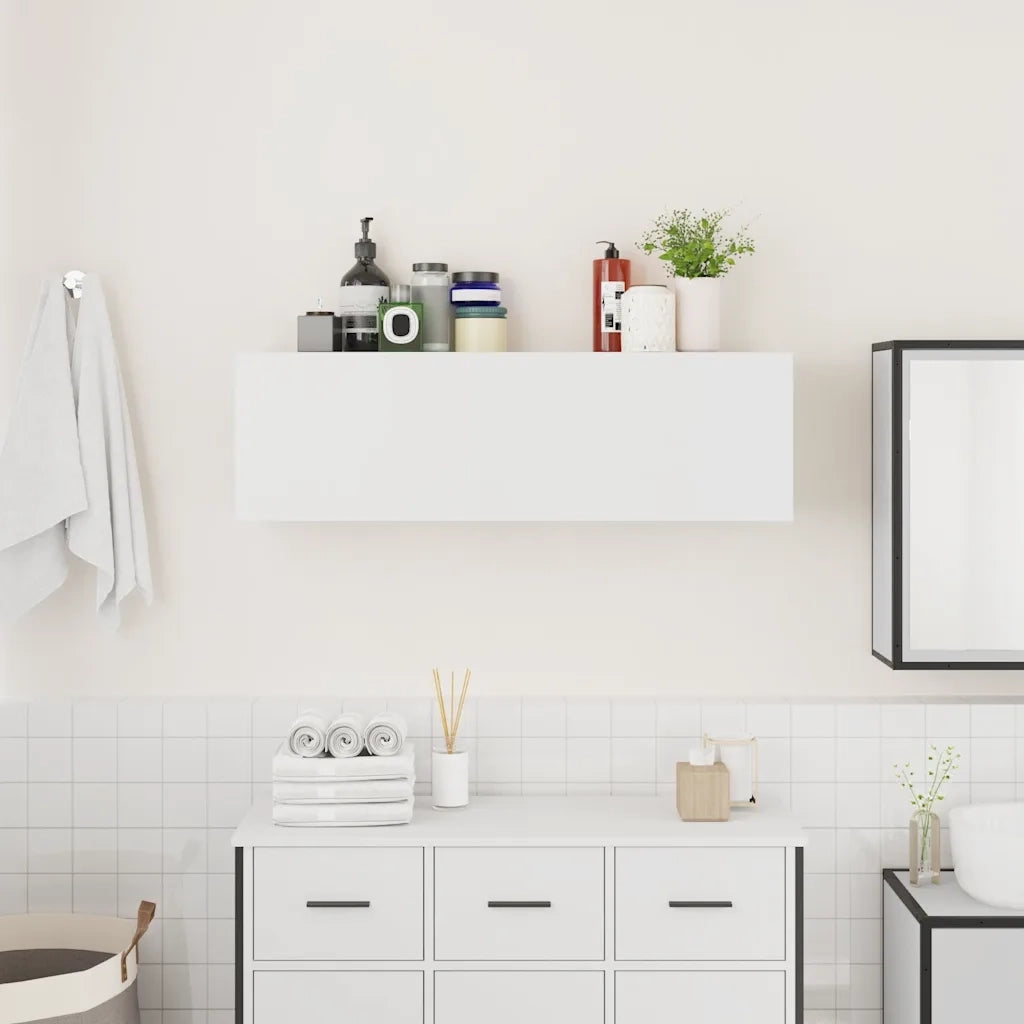 Mobile da Bagno a Parete Bianco 100x25x30 cm in Truciolato 860094