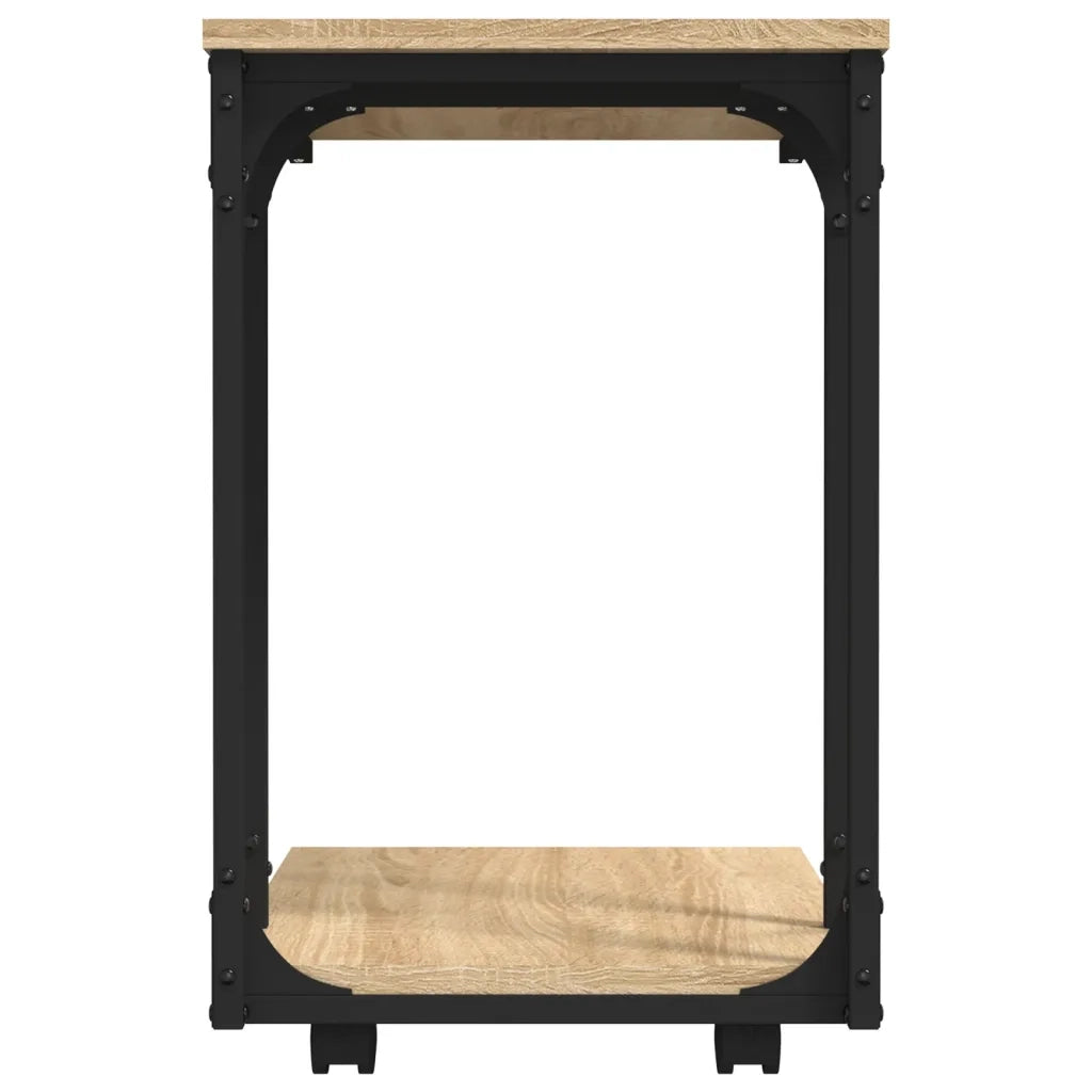 Tavolino | Tavolo laterale con Ruote Rovere Sonoma 50x35x55,5cm Legno Multistrato