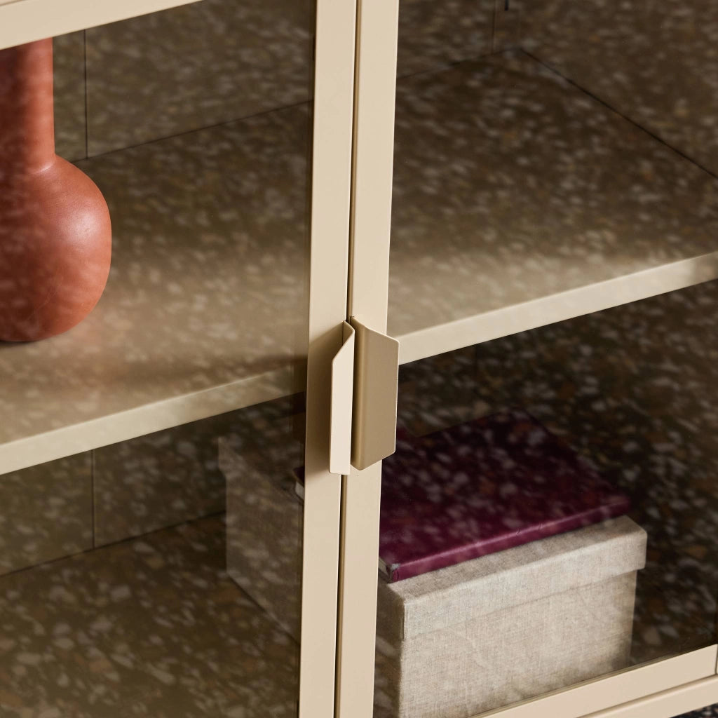 Credenza industriale in metallo e vetro temperato 3 ante, 100cm