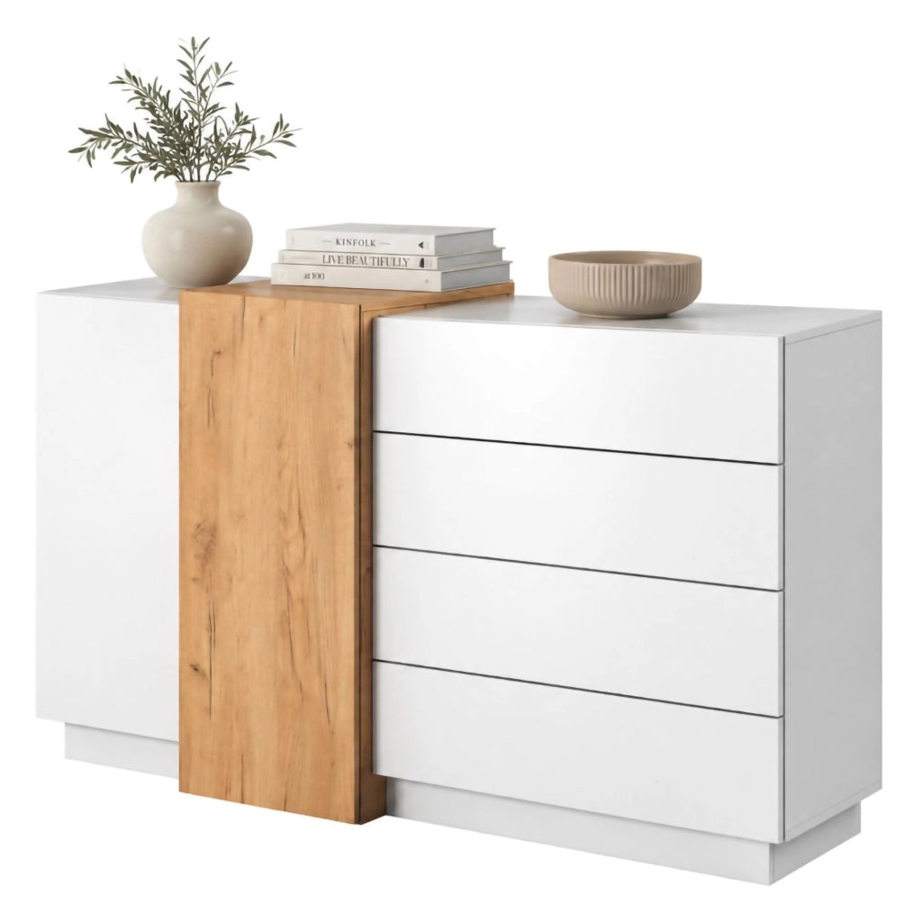 Madia Hadarari, Credenza 4 Cassetti, 160x45x94h cm Bianco