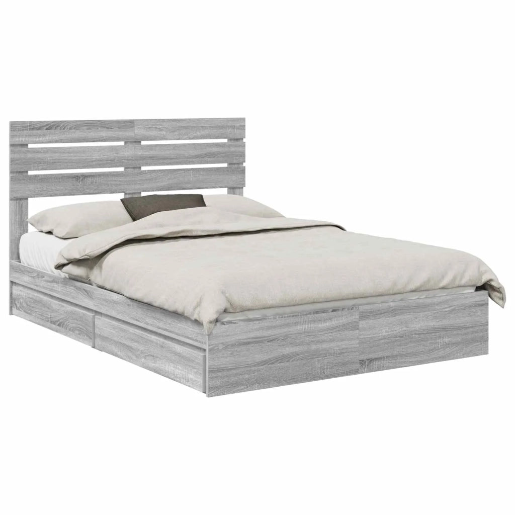 Letto con Contenitore con testiera-Struttura Letto con contenitore Grigio Sonoma 150 x 200 cm 817260