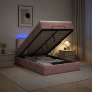 Letto Ottomano con Materasso e LED Rosa 120 x 200 cm Velluto 3457208