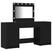 Toeletta | Tavolo da Trucco con cassetto 3 pz Nero Legno multistrato