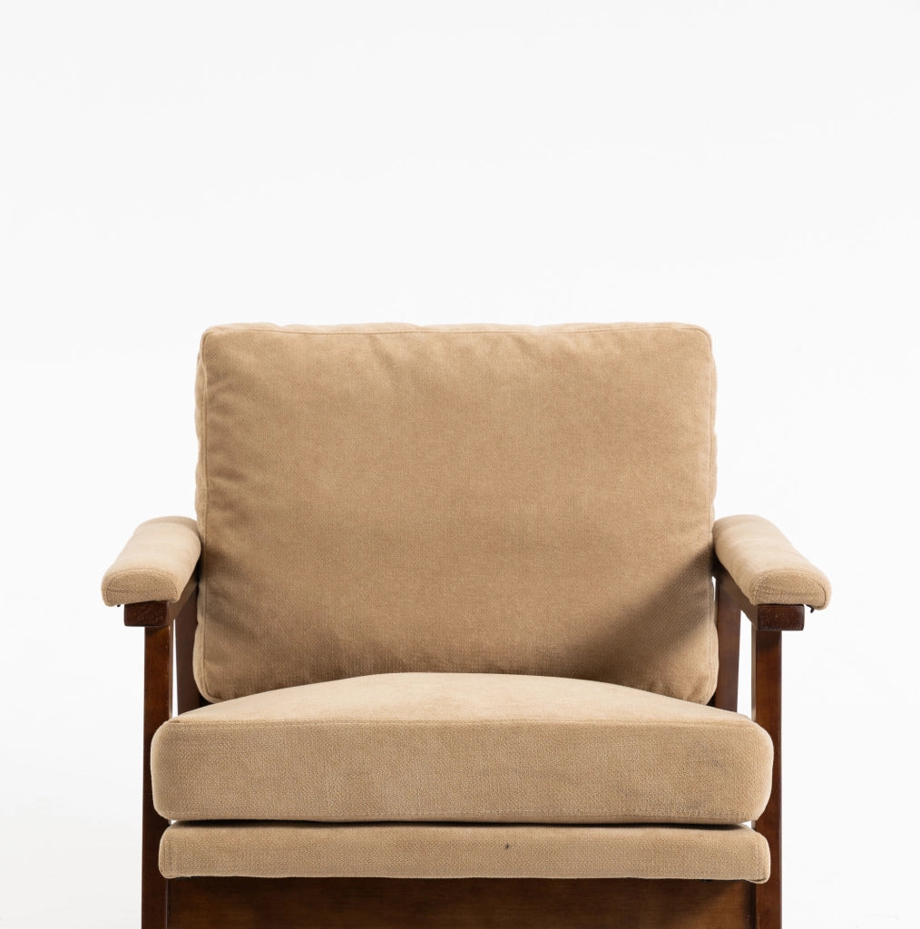 Poltrona a dondolo 83x73x80 cm in velluto marrone chiaro per lettura e relax