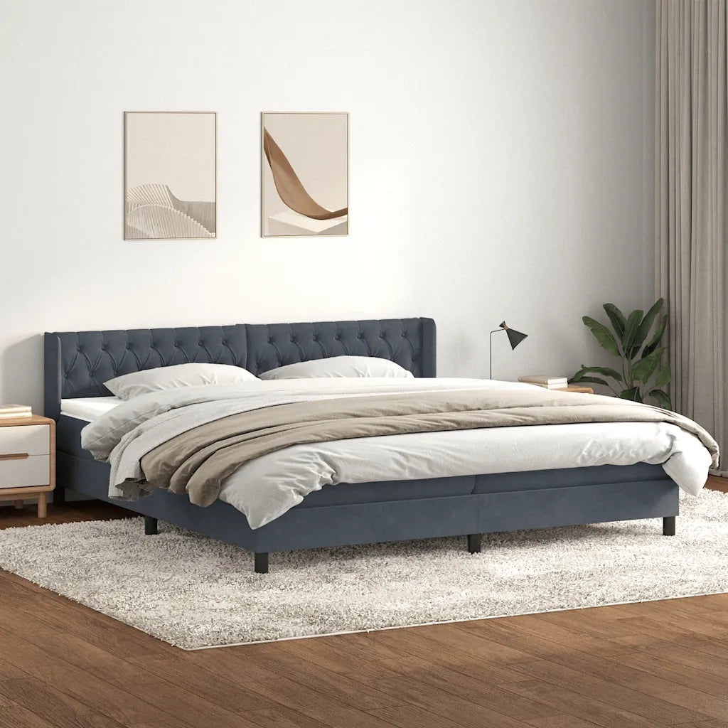 Giroletto a Molle con Materasso Grigio Scuro 180x210 cm Velluto 3318376