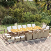 Set da Pranzo per Giardino 17pz con Cuscini in Polyrattan Beige 3095637