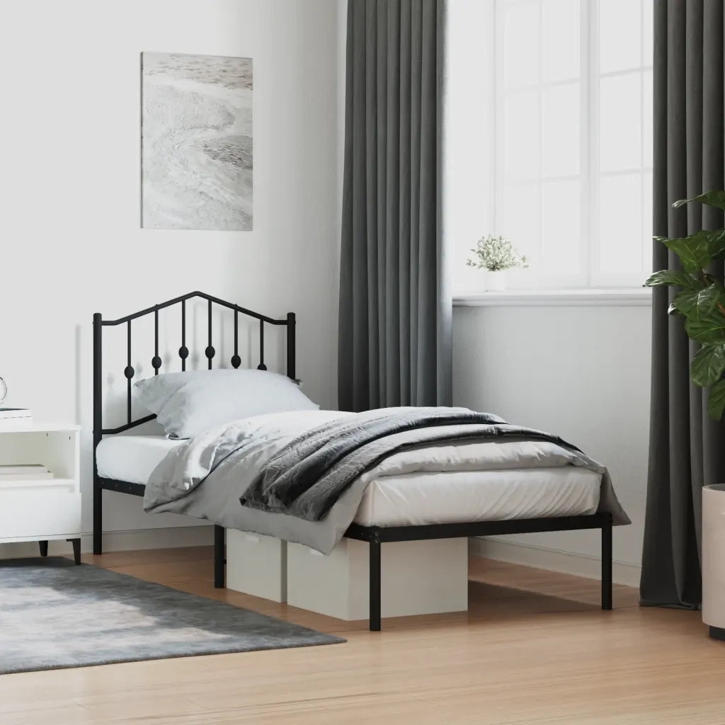 Giroletto con Testiera in Metallo Nero 80x200 cm 373780