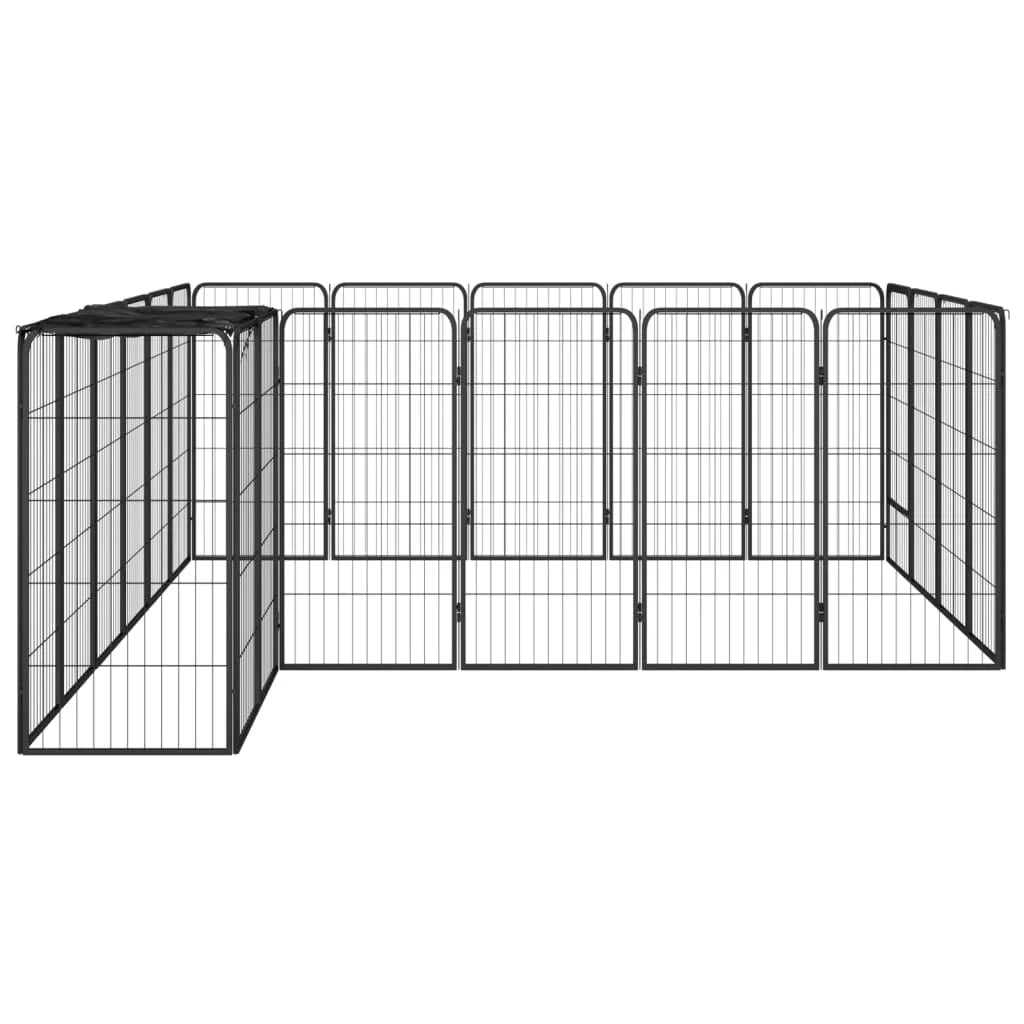 Recinto per cani 22 pannelli 50 x 100 cm acciaio verniciato a polvere nero 02_0043619