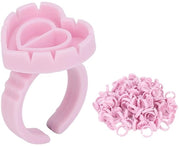 Kit di Estensioni Ciglia 100 pezzi - Adattatori a forma di cuore in plastica a vite - ciglia voluminose - anelli per applicazione - trattamento delle ciglia professionale - inclusa istruzioni per l'uso - ciglia false