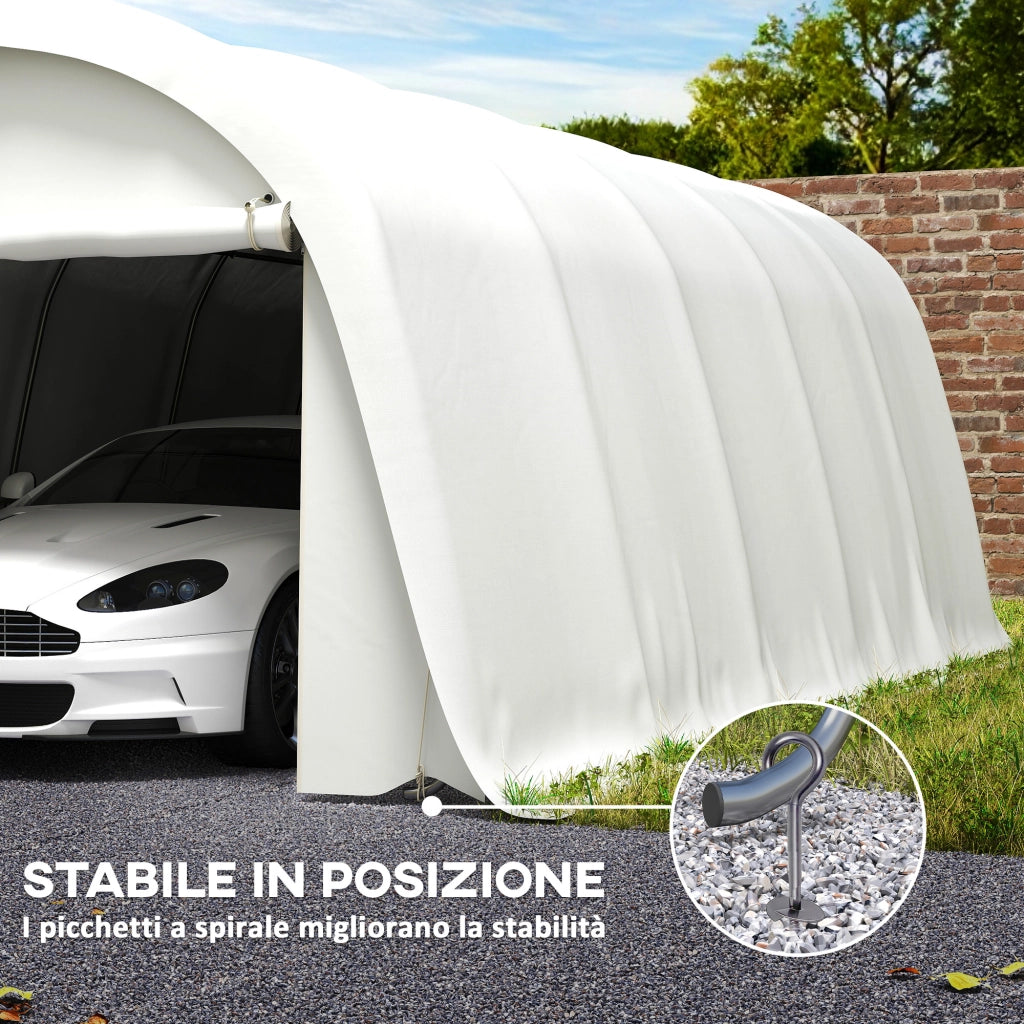 Tenda Garage Esterno ¨C zephmum ¨C 3.6x7.2 m Crema Telaio Zincato UV50+