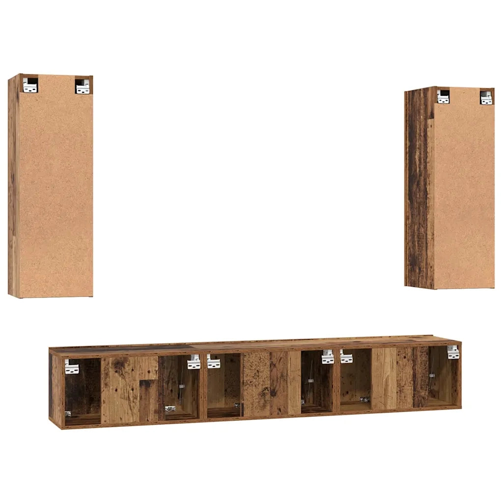 vidaXL Set mobile TV 4 pcs Legno vecchio 30.5 x 30 x 90 cm