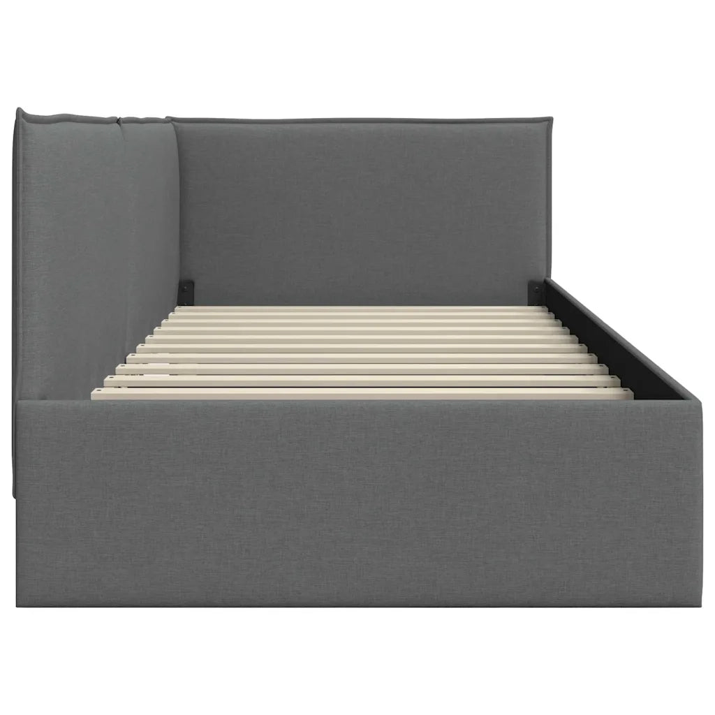 Cornice del letto ad angolo Grigio scuro 80 x 200 cm Tessuto 42016448