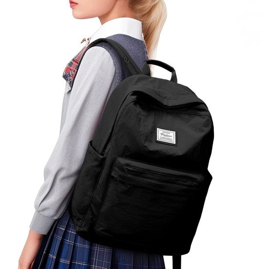 Borsa da Scuola per Adolescenti Borsa da Scuola per Uomo e Donna Impermeabile Leggera Borsa da Giorno per Viaggi per Ragazze e Ragazzi - Nero