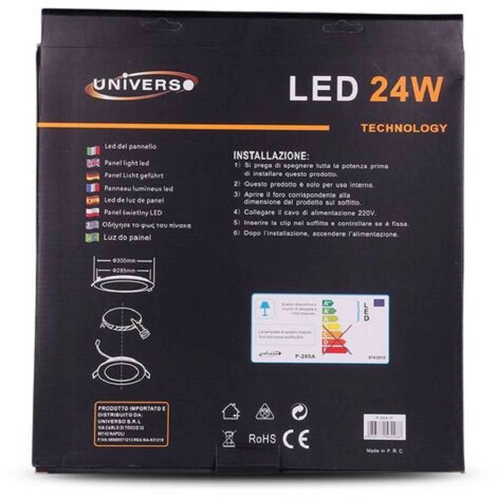 Trade Shop - Pannello Led Slim 24w Incasso Rotondo Luce Bianco Caldo Freddo Naturale P285a-t - -bianco Freddo      -