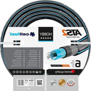 Sottile tubo di irrigazione in doppio tricot crociato a 6 strati UV-resistente, pressione 30 bar, diametro 1/2", lunghezza 50m, modello 16-201, colore Nero