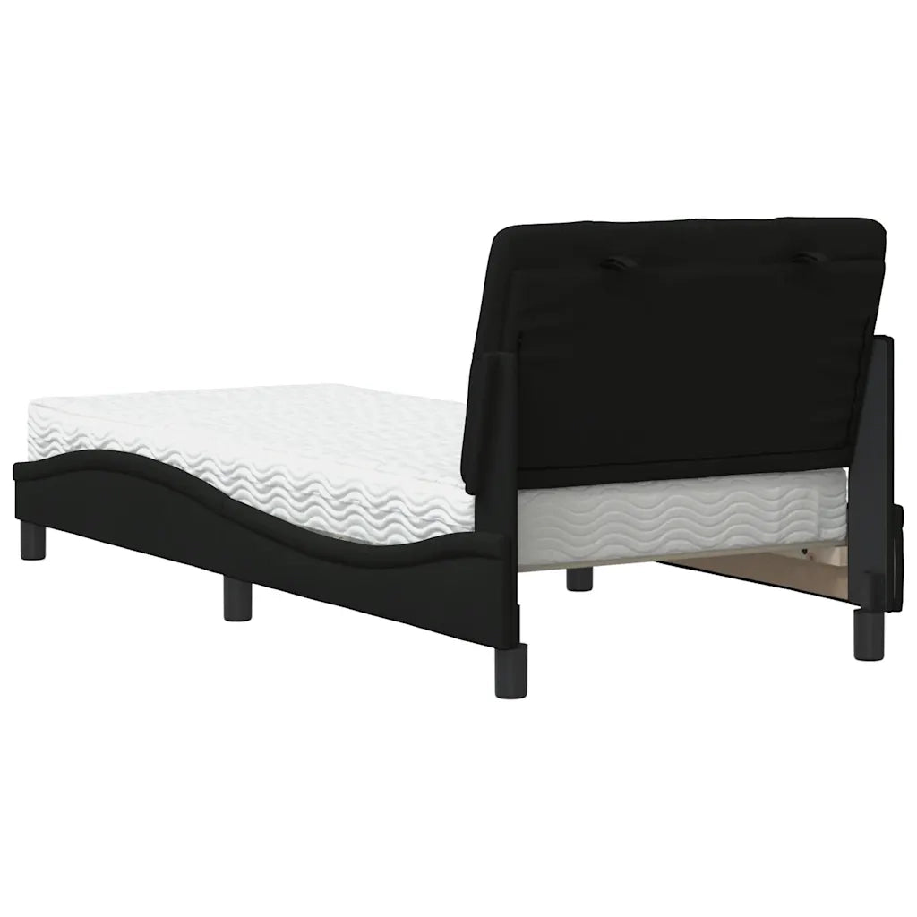 Letto con Materasso-Struttura Letto con Materasso Nero 80x200 cm in Tessuto