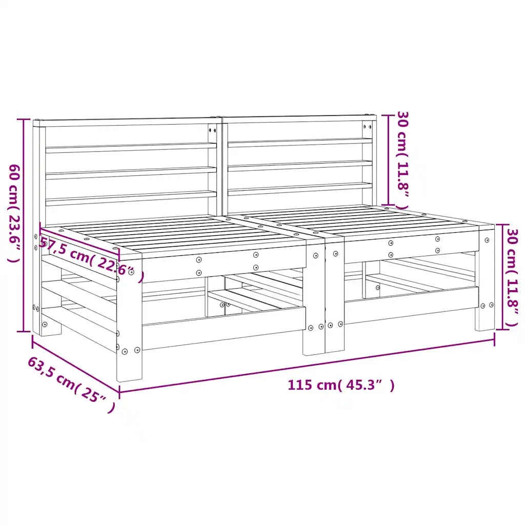 Divani Centrali da Giardino 2 pz in Legno Massello di Douglas 825644
