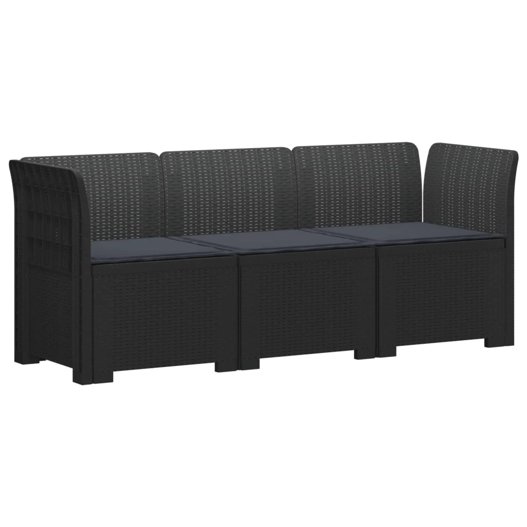 Divano da giardino 3 posti con cuscini in look rattan PP 3443821