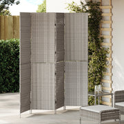 Divider Room a 4 Pannelli Pieghevole Grigio 195x180 cm in Poly Rattan