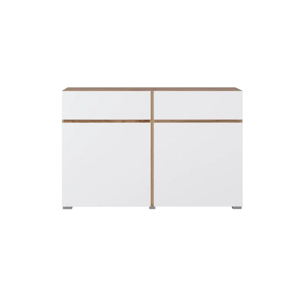 Buffet HAVANA – 120 cm – 2 ante a battente e 2 cassetti – Rovere e bianco – Design moderno