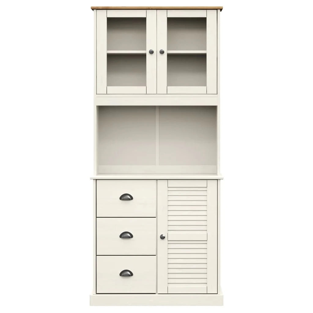 Buffet credenza cassettiera armadio mobile contenitore organizer cucina soggiorno salotto alto 78 x 40 x 175 cm legno massello di pino bianco 02_0035660