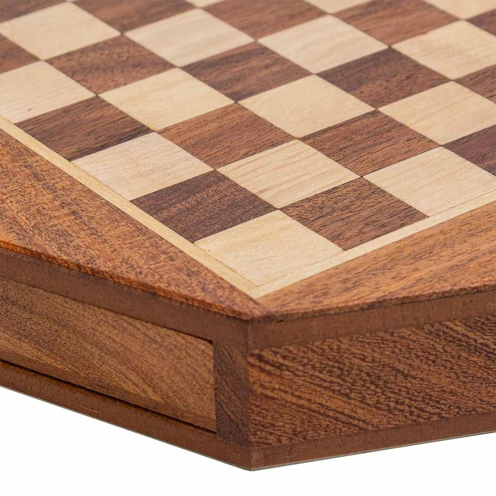 Scacchi magnetici con cassetto per pezzi in legno marrone d22,5x5h