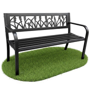 Panchina da giardino nera LISSA con gambe in acciaio larghezza 124 cm