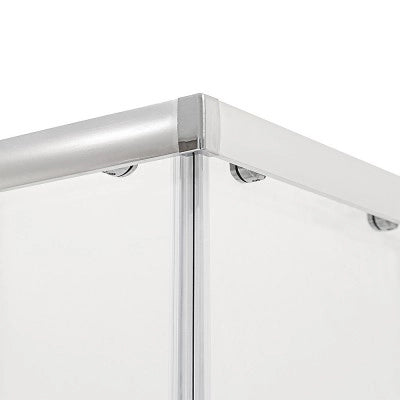 Box doccia 80x80 angolare doppio scorrevole con vetro temperato trasparente e profili cromo Geo