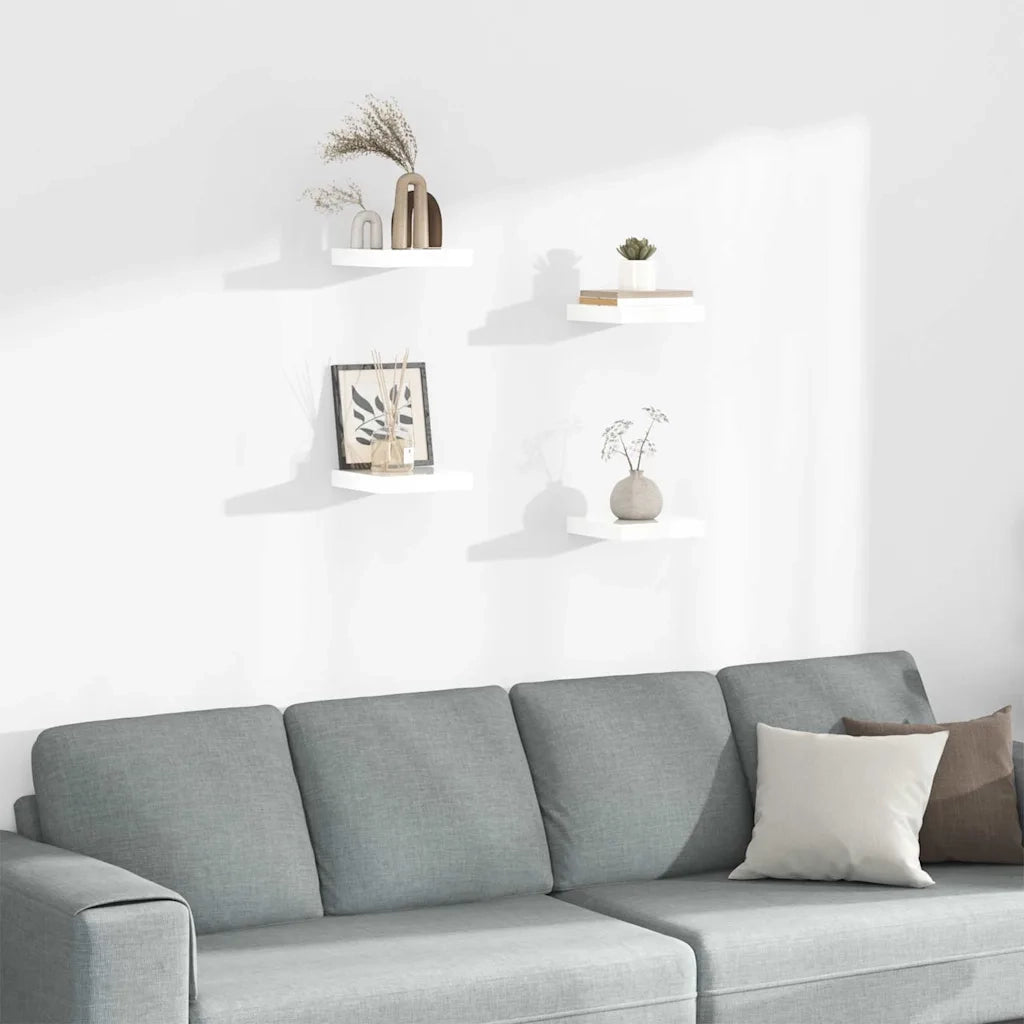Scaffali a Parete 4 pz Bianco Lucido 23x23,5x3,8 cm in MDF cod mxl 42197