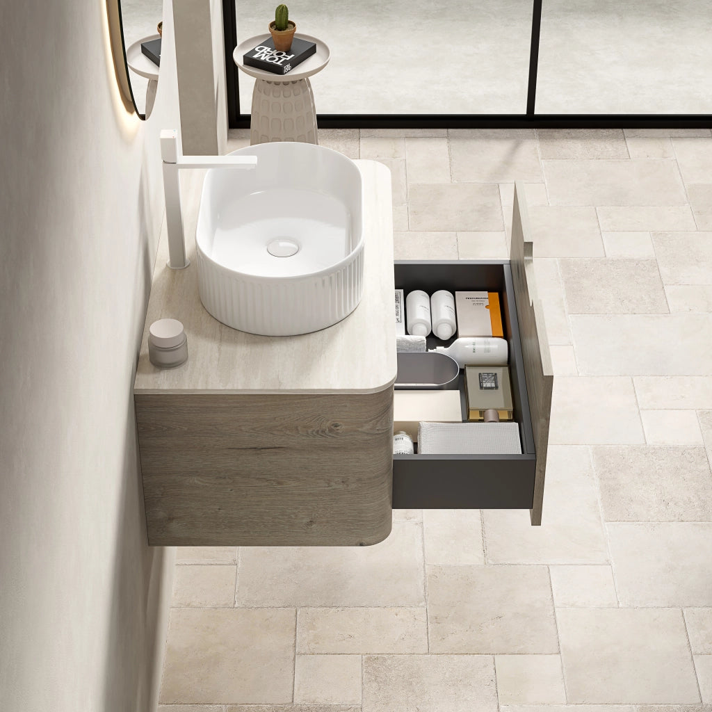 Mobile sottolavabo con lavabo ovale e cassetto soft-close per bagno 80 cm